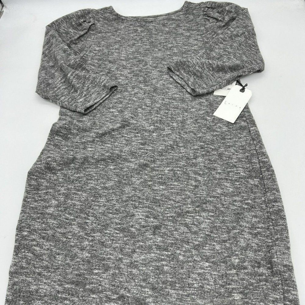 Leith Hachi Puff Sleeve Mini Dress Size Medium - Grey NWT